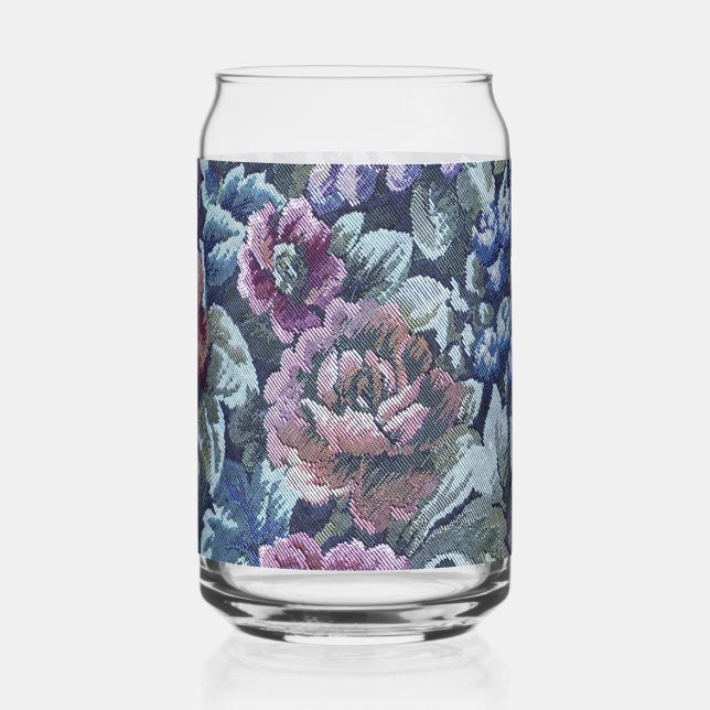 Grandma's Floral Couch Pattern Image Can Glass (Front)