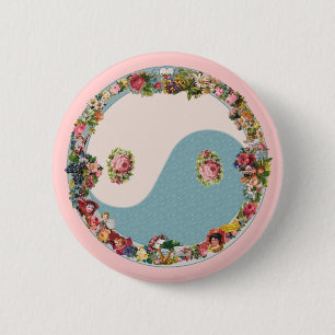 Grandma's Floral Yin Yang 6 Cm Round Badge