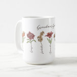 Grandma's Flower Garden 7 Grandkids Name Floral Coffee Mug<br><div class="desc">This Grandma's Garden Flower and Grandkids Name custom design is a delightful blend of vintage charm and personalised warmth. It is the perfect addition to any grandmother's haven, bringing the beauty of a botanical garden right into her home. Featuring a stunning vintage flower illustration that captures the essence of grandma's...</div>