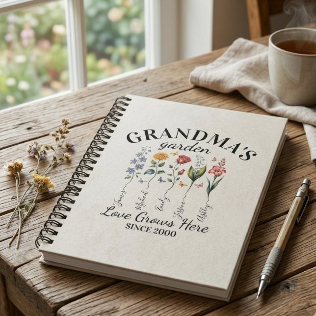 Grandma's Garden Birth Flowers Love Grows Here Notebook (Creator Uploaded)