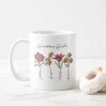 Grandma's Garden Flower 4 Grandkids Name Floral Coffee Mug<br><div class="desc">This Grandma's Garden Flower and Grandkids Name custom design is a delightful blend of vintage charm and personalised warmth. It is the perfect addition to any grandmother's haven, bringing the beauty of a botanical garden right into her home. Featuring a stunning vintage flower illustration that captures the essence of grandma's...</div>