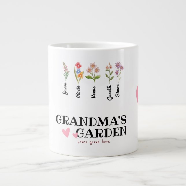 Grandma's Garden Personalised Grandmother Gifts Co Large Coffee Mug (Front)