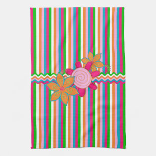 Grandmas Garden Stripes Kitchen Towel