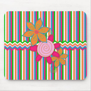 Grandmas Garden Stripes Mousepad