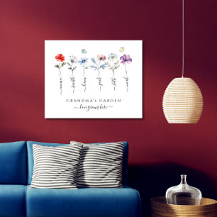 Grandma's garden with grandkids names Watercolor Poster
