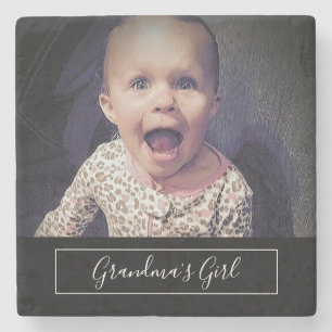 Grandmas Girl Custom Photo Stone Coaster