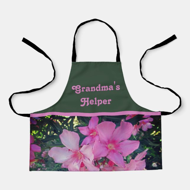 Grandma's Helper Bright Pink Flower Photo Floral Apron (Front)