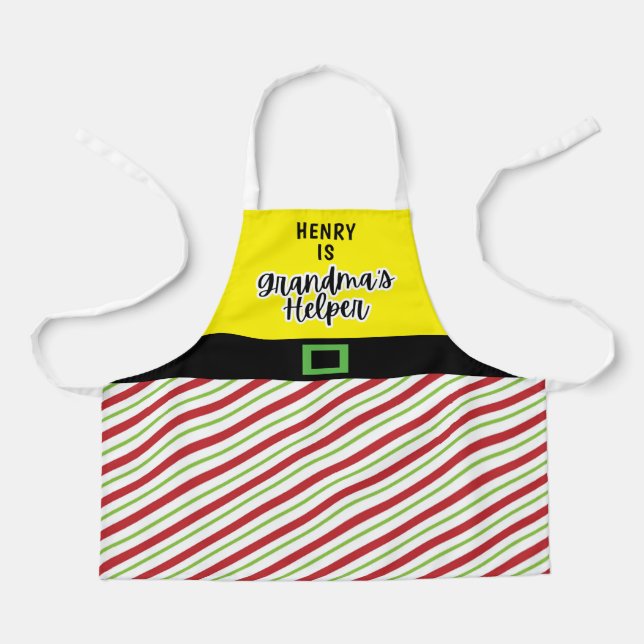 Grandma's Helper Red and Green Christmas Apron (Front)