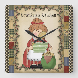 Grandma's Kitchen Cartoon Wall Clock