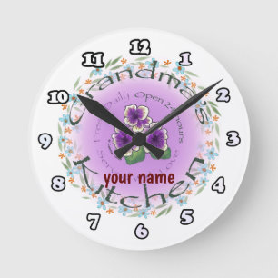 Grandmas Kitchen custom name  Round Clock