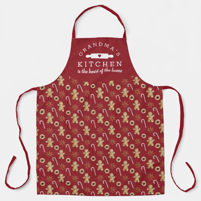 Grandma's Kitchen Gingerbread Cookies Festive Apron (Front)