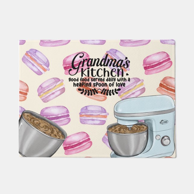Grandma's Kitchen Good Food Served Daily with a He Doormat (Front)