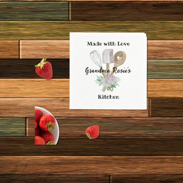 Grandma's Kitchen | Made With Love Personalised Napkin (Creator Uploaded)