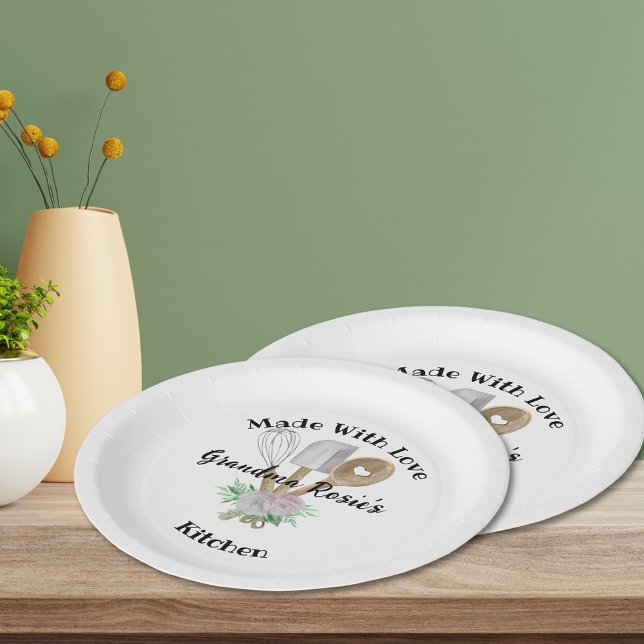 Grandma's Kitchen | Made With Love Personalised Paper Plate (Made with Love in Grandma's Kitchen custom paper plates suitable for anyone, just change the title.)