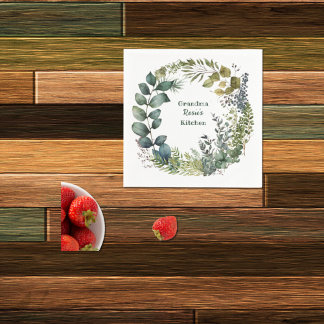 Grandma's Kitchen | Personalised Watercolor Wreath Napkin