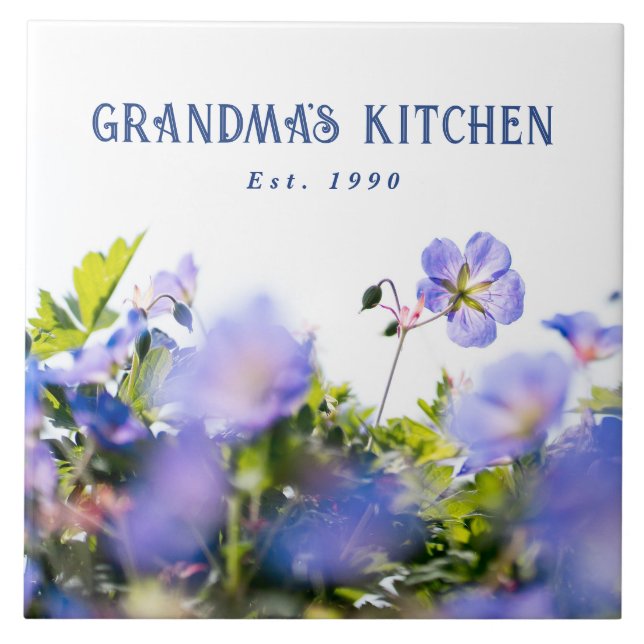 Grandma's Kitchen Personalised Wildflower Ceramic  Tile (Front)