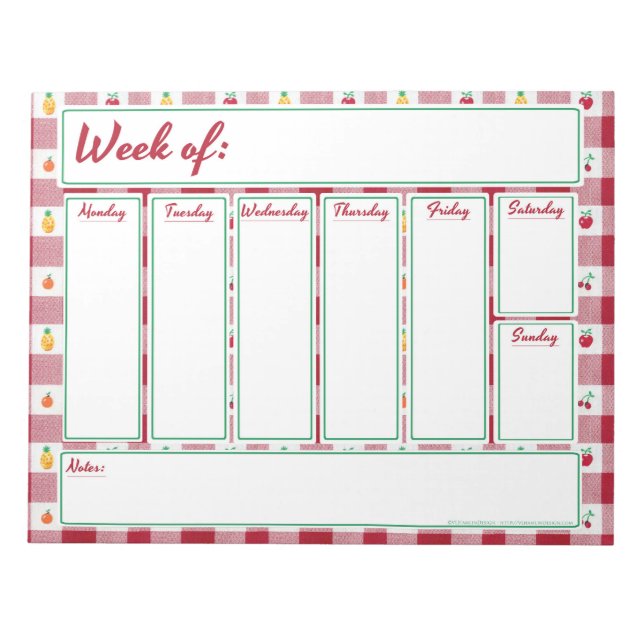 Grandma's Kitchen Planner Notepad (Front)