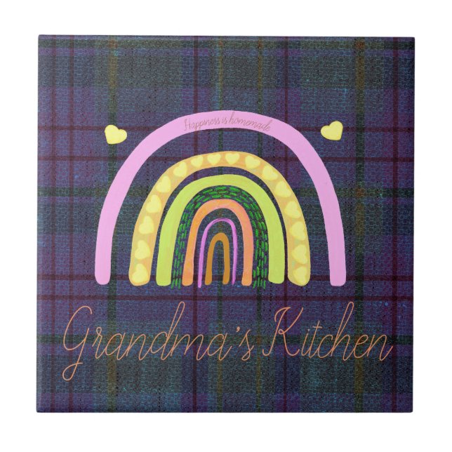 Grandma's Kitchen Rainbow 'Happiness is Homemade'  Tile (Front)