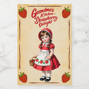 Grandma's Kitchen Strawberry Delight Vintage  Food Label