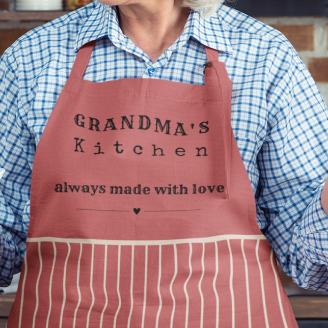 Grandma's Kitchen Vintage Stripe Customisable Apron (Creator Uploaded)