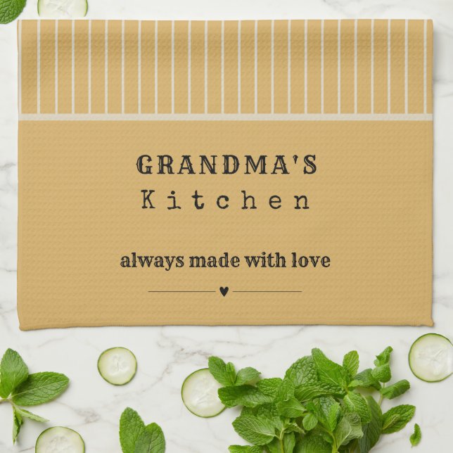 Grandma's Kitchen Vintage Stripe Customisable Tea Towel (Folded)