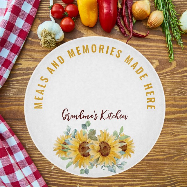 Grandma's Kitchen Watercolor Sunflower Farmhouse Cutting Board (Creator Uploaded)