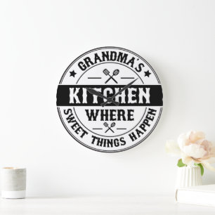 Grandma's Kitchen - Where Sweet Things Happen Large Clock