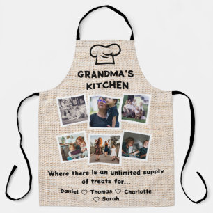 Grandma's Kitchen With Custom 6 Photos & Names Apron