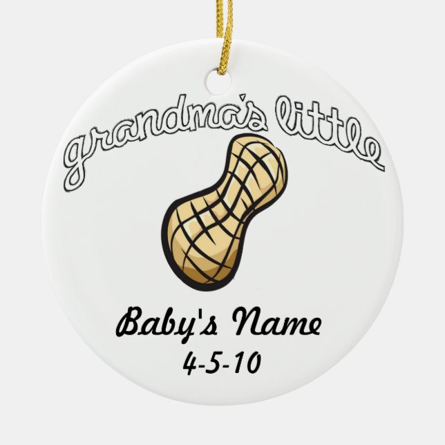 Grandma's Little Peanut - Your Name Ceramic Tree Decoration (Front)