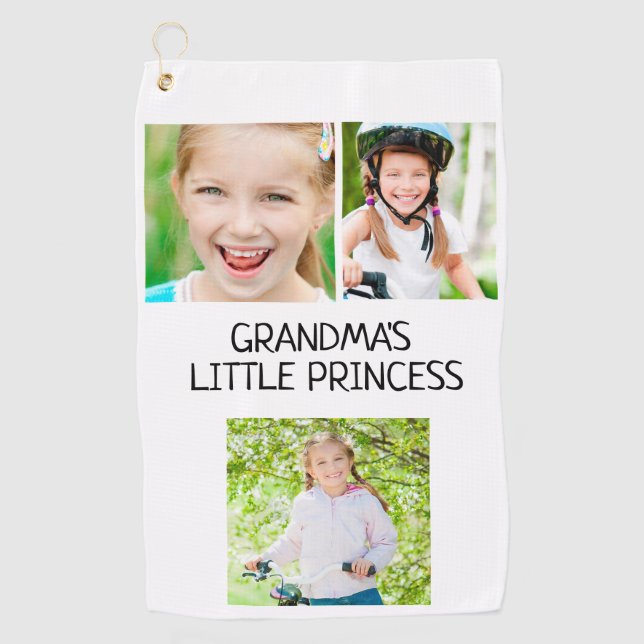 Grandma's Little Princess 3 Photo Granddaughter  Golf Towel (Front)