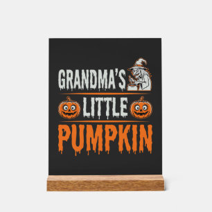 Grandma's Little Pumpkin Halloween Witch Design Acrylic Sign