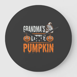 Grandma's Little Pumpkin Halloween Witch Design Large Clock