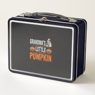Grandma's Little Pumpkin Halloween Witch Design Metal Lunch Box
