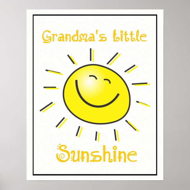 Grandma's Little Sunshine Grandkids, Fun Quote Poster (Front)
