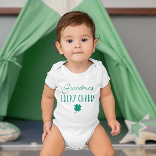 Grandma's Lucky Charm   Cute St. Patrick's Day Baby Bodysuit