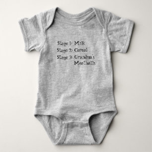 Grandma's Meatballs Stages of Eating Baby Romper Bodysuit