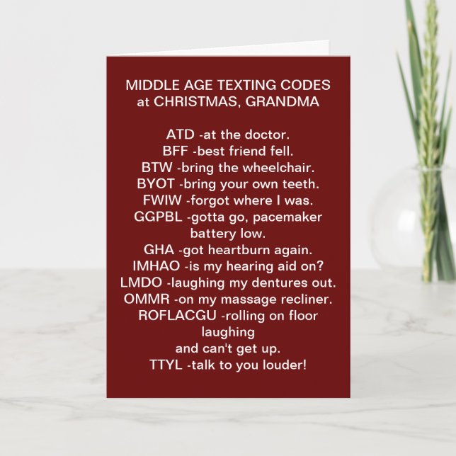 GRANDMA'S MIDDLE AGED TEXTING CHRISTMAS CARD (Front)