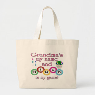 Grandmas my name Bingo is my game Large Tote Bag