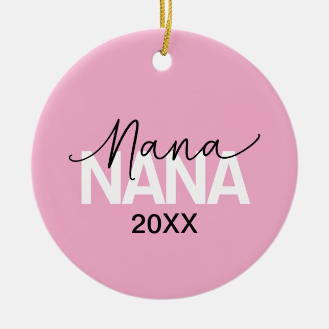 Grandma's "NANA" Modern Typography Design Ceramic Tree Decoration (Front)