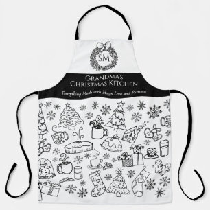 Grandma's Personalised Christmas Doodle Baking Apron