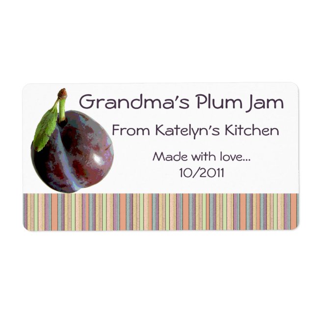 Grandma's Plum Jam Jar Label (Customise) (Front)