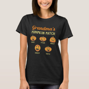 Grandma's Pumpkin Patch Custom Grandkids Names T-Shirt