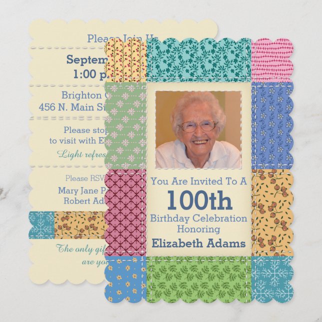 Grandma's Quilt Custom Photo | Choose Your Year Invitation (Front/Back)