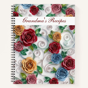 Grandma's Recipe Paper Flower Recipe Book