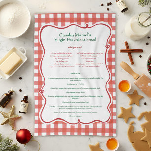 Grandmas Recipe Red Gingham Family Keepsake Tea Towel