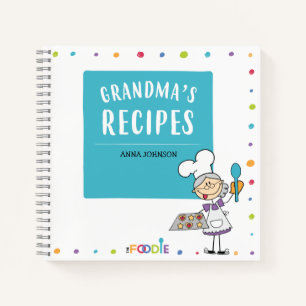 GRANDMA'S RECIPES Personalised Blank Cookbook Notebook