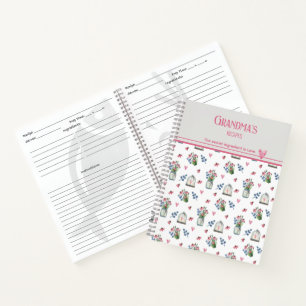 Grandma's Recipes Pink Coneflowers Pattern Notebook