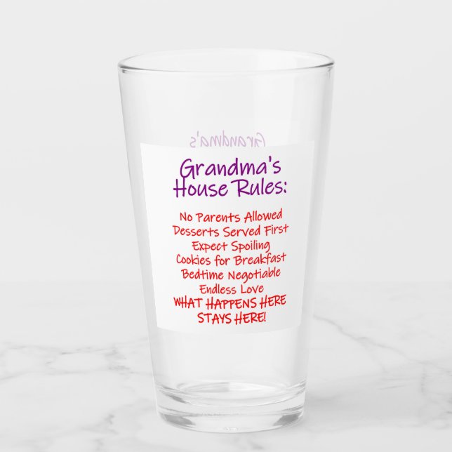 Grandma's Rules - No Parents Allowed Glass (Front)