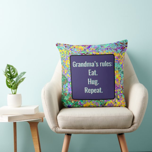 Grandma's Rules Throw Pillow (Chair)