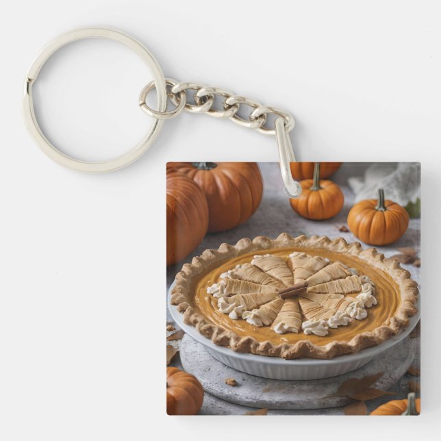 Grandmas Rustic Pumpkin Pie,  Key Ring (Front)